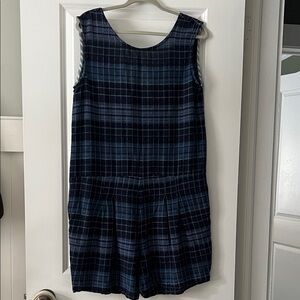 Ace & Jig plaid navy cotton shorts shorty romper size M